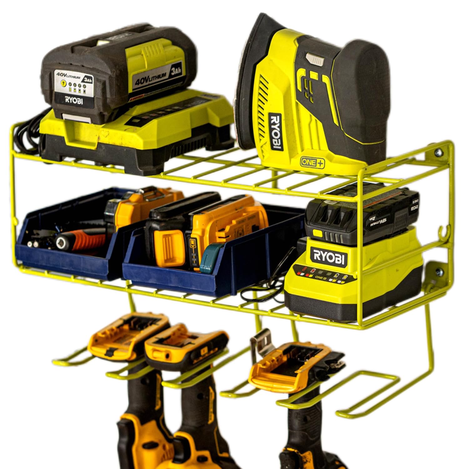 ACROMA3-Layer Heavy-Duty Power Tool Organizer Wall Mount, Power Tool Storage Rack - Efficiently Organize and Display Tools (Green)