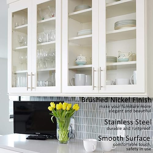 Miniatura 2 de Knobonly Paquete de 10 manijas de gabinete de cocina con agujero central de 2-12 pulgadas, níquel cepillado, tiradores de cajones de acero