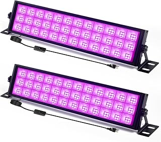 2 Pack 72W LED Black Light Bar, Blacklight Flood Light with Plug+Switch+5ft Cord, Light Up 30x30ft, for Halloween Glow Fluorescent Party Bedroom Game Room Body Paint Stage Lighting