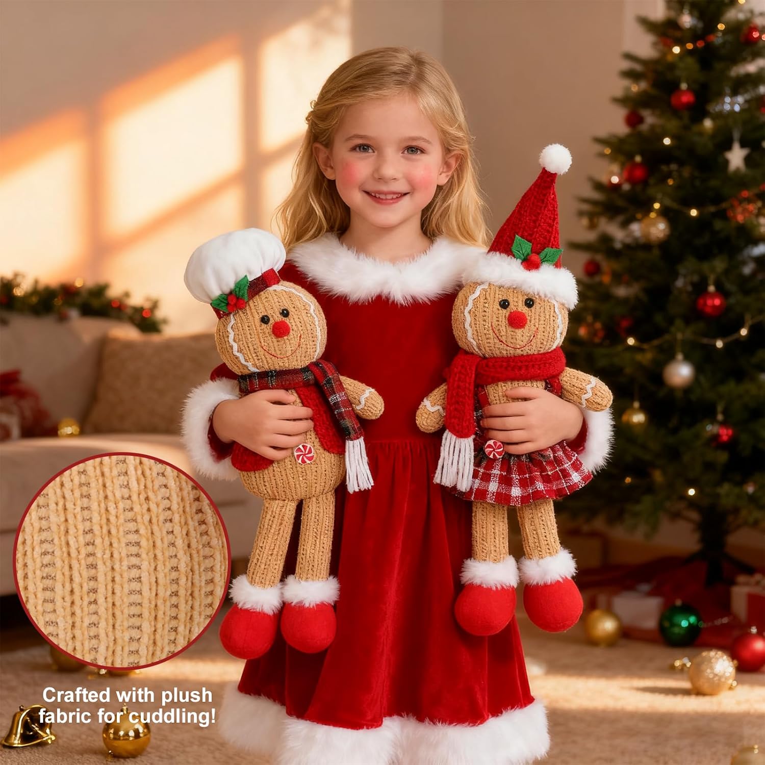 15Inch Large Size Gingerbread Man Plush,Gingerbread Christmas Decorations Gifts,Christmas Decorations Indoor for Christmas Ornament Soft Door Window Table Tree Holiday Xmas Season Decor - Image 5