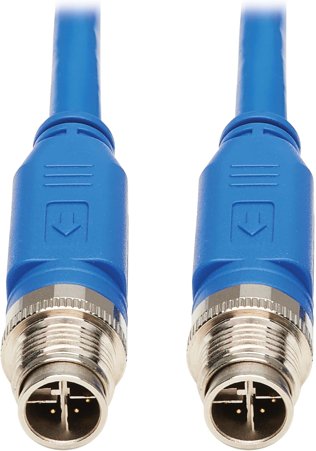 Tripp Lite M12 X-Code Cat6 Ethernet Cable Blue (M/M), 1 Gbps, UTP, UL CMR-LP Certified for 60W PoE, Heavy-Duty IP68 Rating, 9.8 Feet / 3 Meters, (NM12-601-03M-BL)