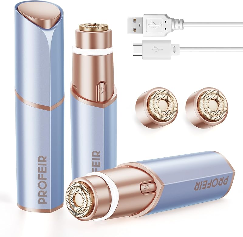 Aparador facial elétrico Profeir PF7 azul e dourado com cabo de carregamento e acessórios