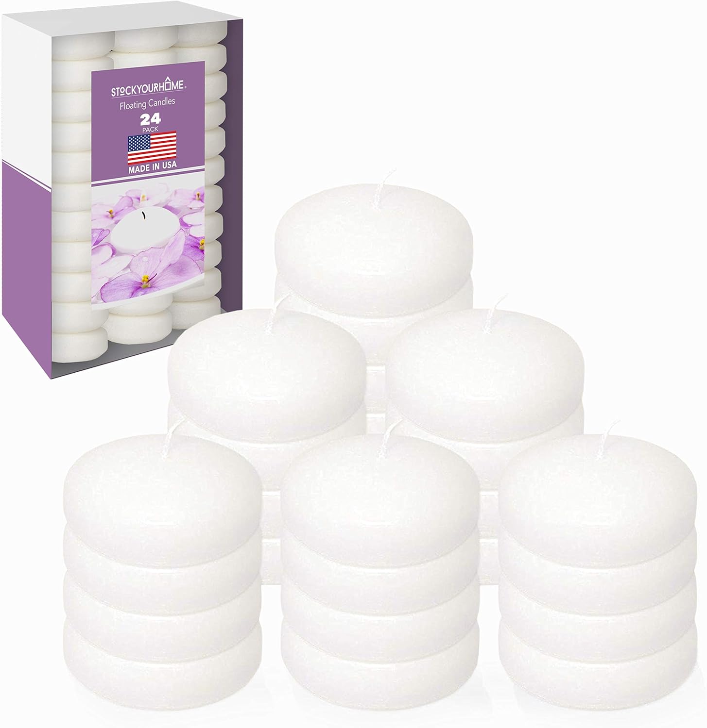 Stock Your Home 3 Inch Floating Candles (24 Pack) 10 Hour