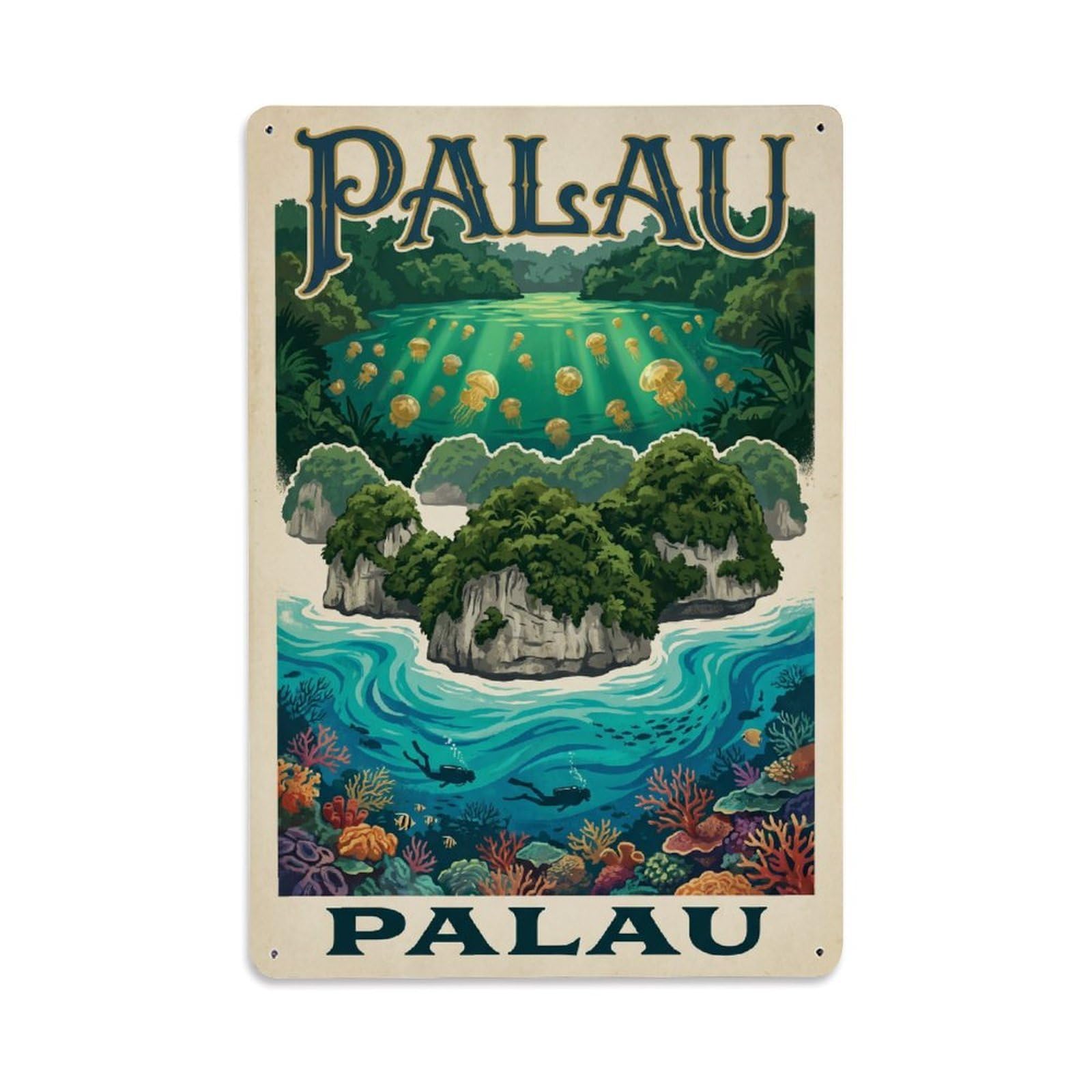 Metal Tin Sign Vintage Travel Palau