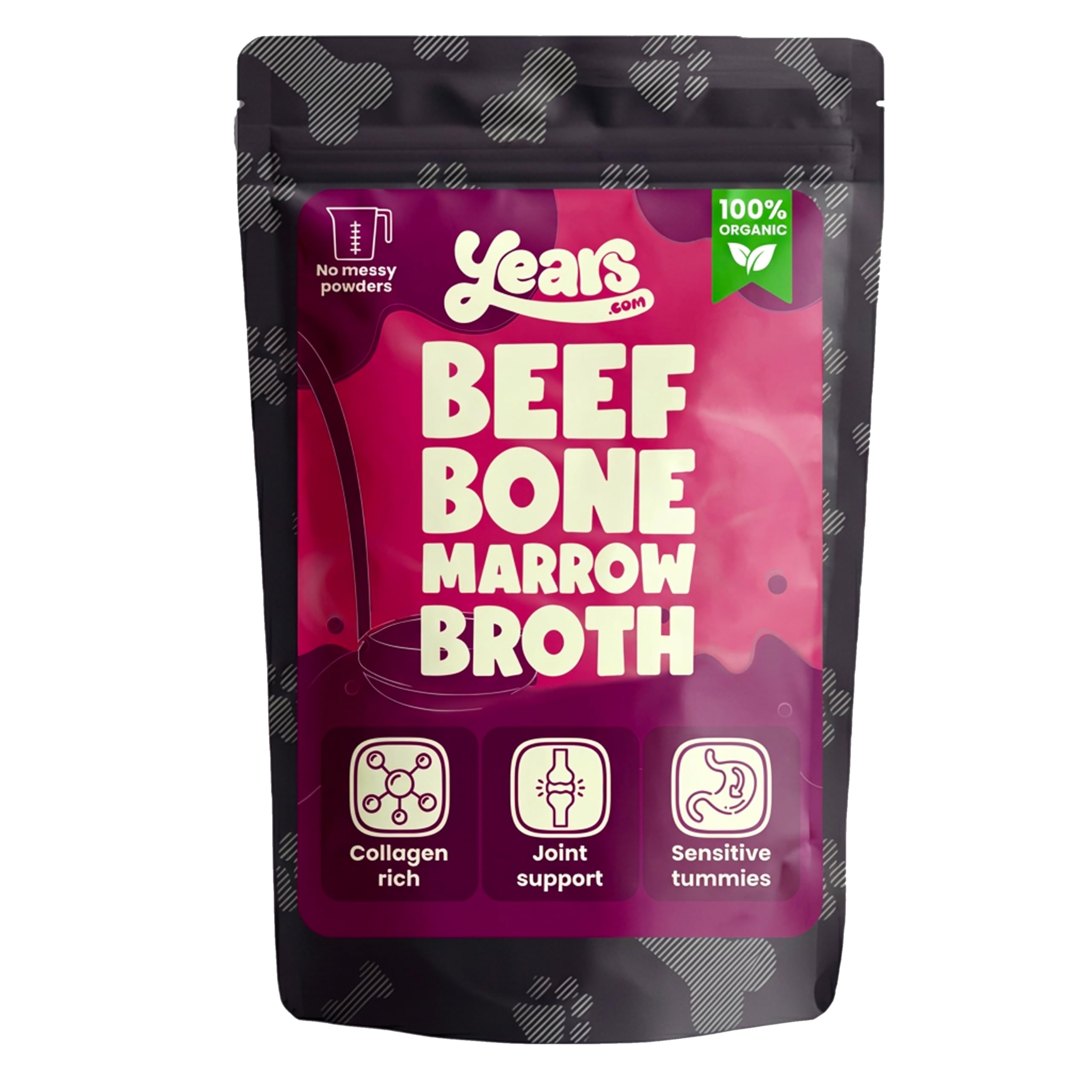 YEARS Liquid Beef Bone Broth for Dogs | 230ml Pouch | 100% Natural Collagen Dog Food Topper for Joint Support, Digestion & Fussy Eaters