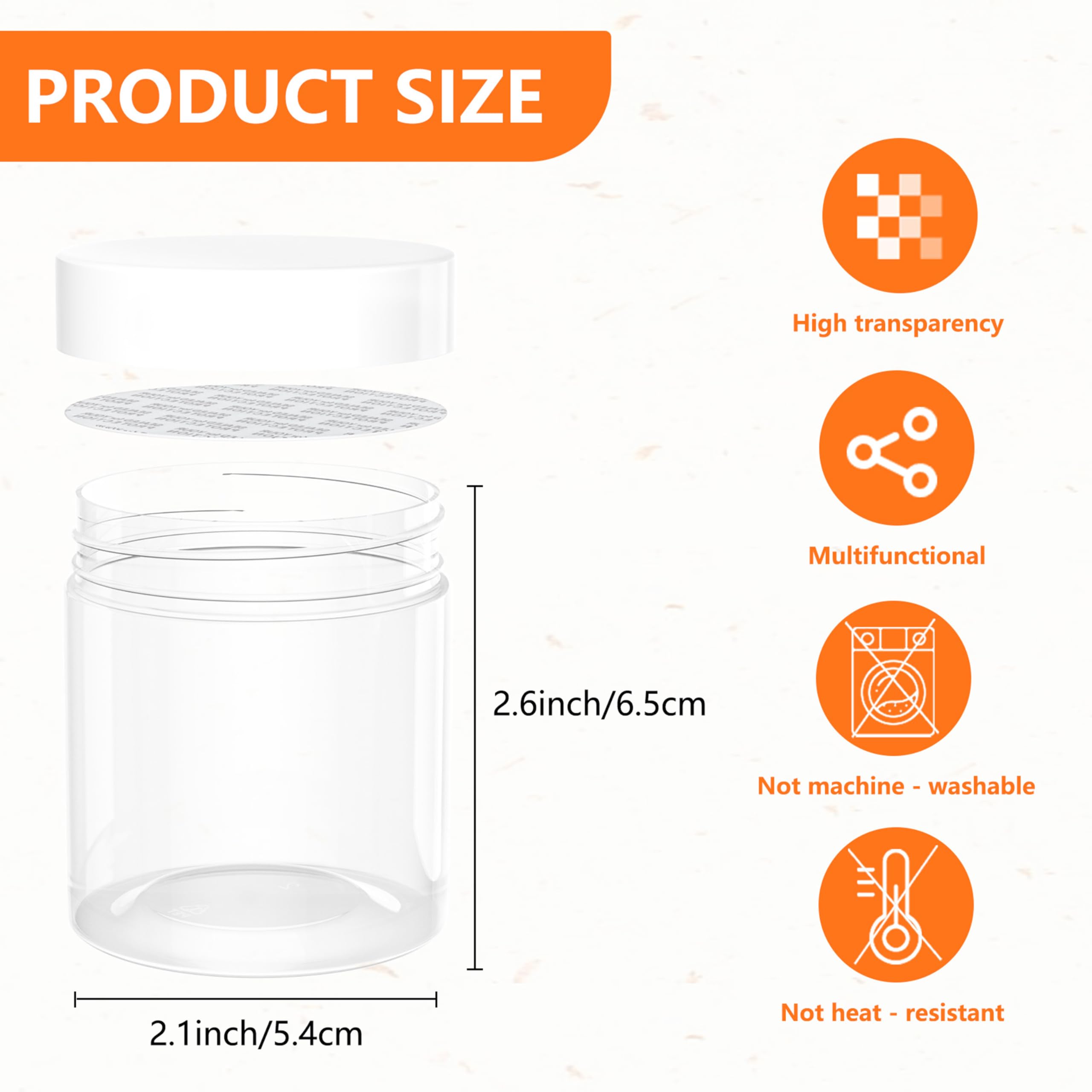 84PCS 4oz/125ml Plastic Jars with Screw On White Lids Seal Stickers Bottle Lid?Clear Container for Storing Dry Food,Herbs, Cosmetic, Slime, Bath Salts, Cream, Butter