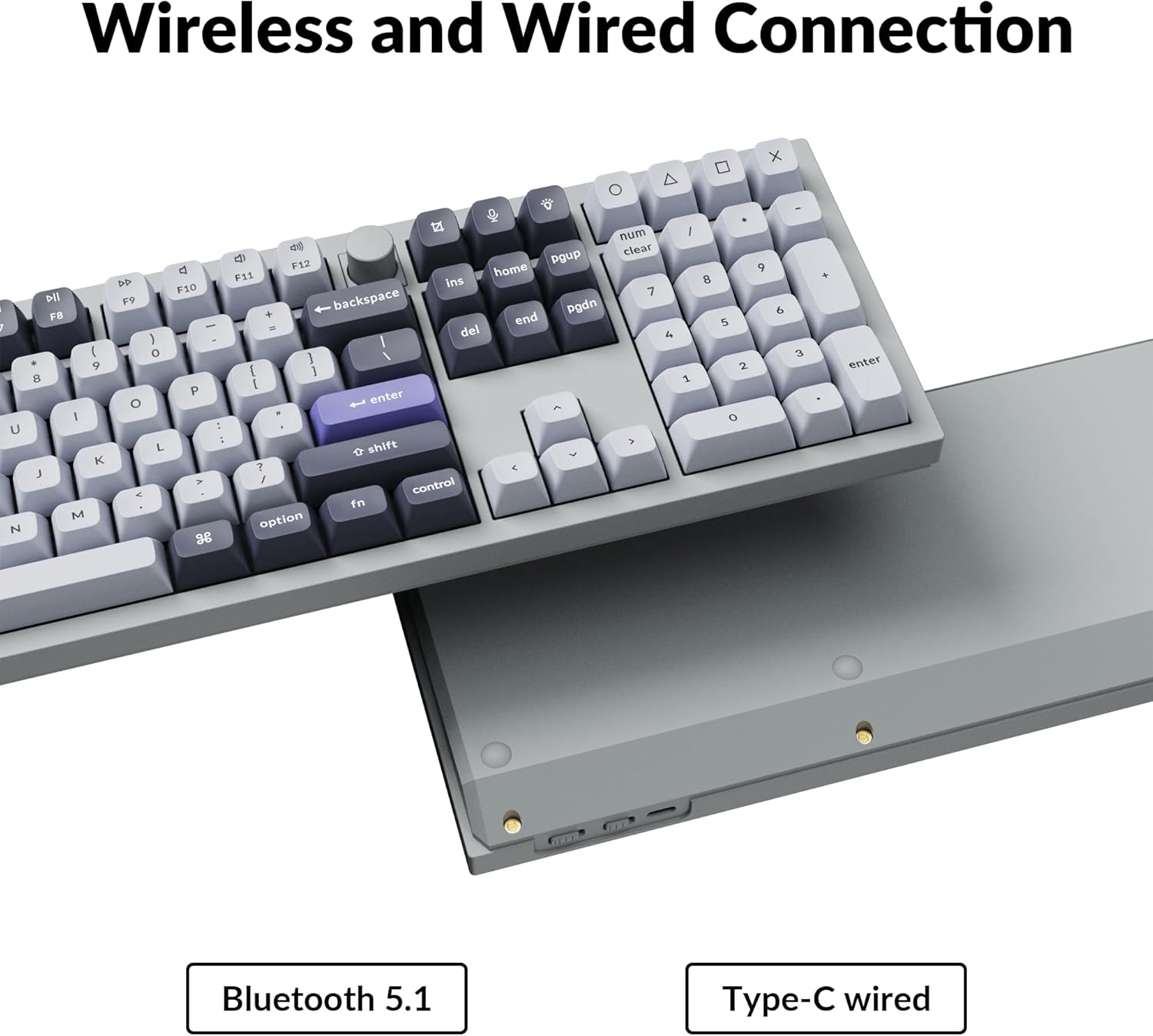 Keychron Q6 Pro Full Aluminum Wireless Bluetooth Custom Mechanical Keyboard, Full-Size QMK/VIA Programmable Knob KSA Double-Shot PBT Keycap Hot-Swappable Banana Switch, Mac Windows Linux - Grey