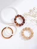FAXHION Stackable Stretch Beaded Bracelet Set Tan – Designed for women