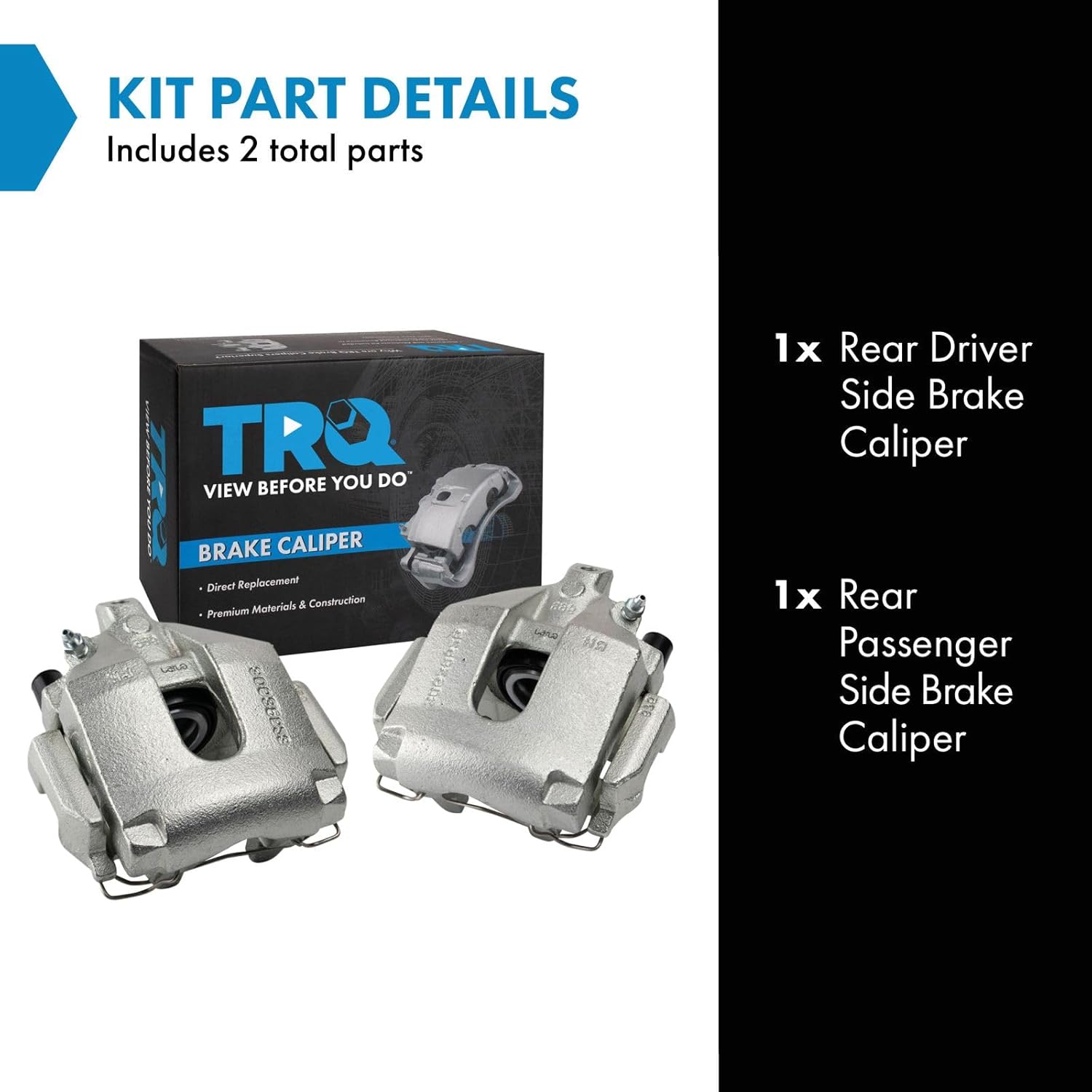 TRQ Rear Brake Caliper Set Zinc Coated Brackets Hardware Compatible with 2003-2014 Volvo XC90