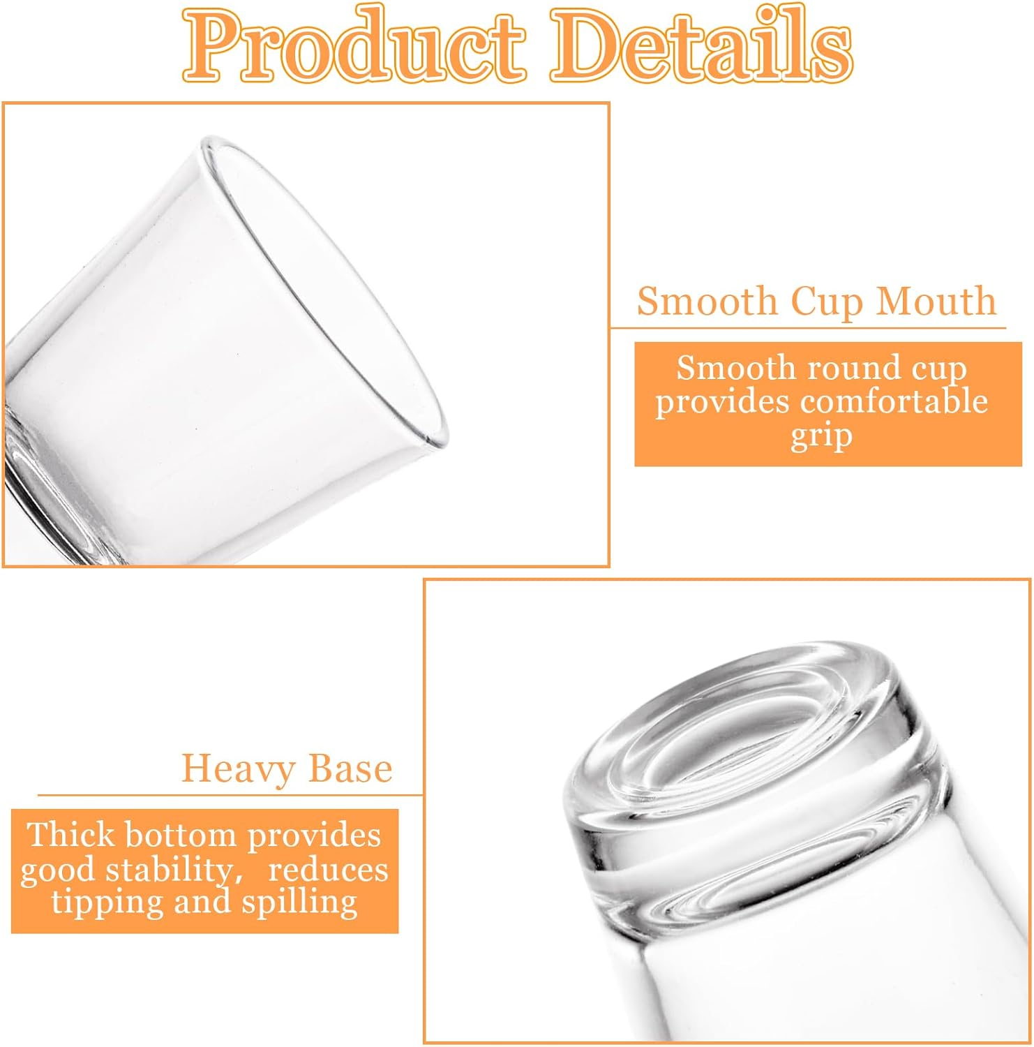 QTLCOHD 48 Pack 2 Oz Shot Glasses Bulk Clear Small Shot Cups Glass Set with Heavy Base for Vodka, Whiskey, Tequila, Espresso, Liquor