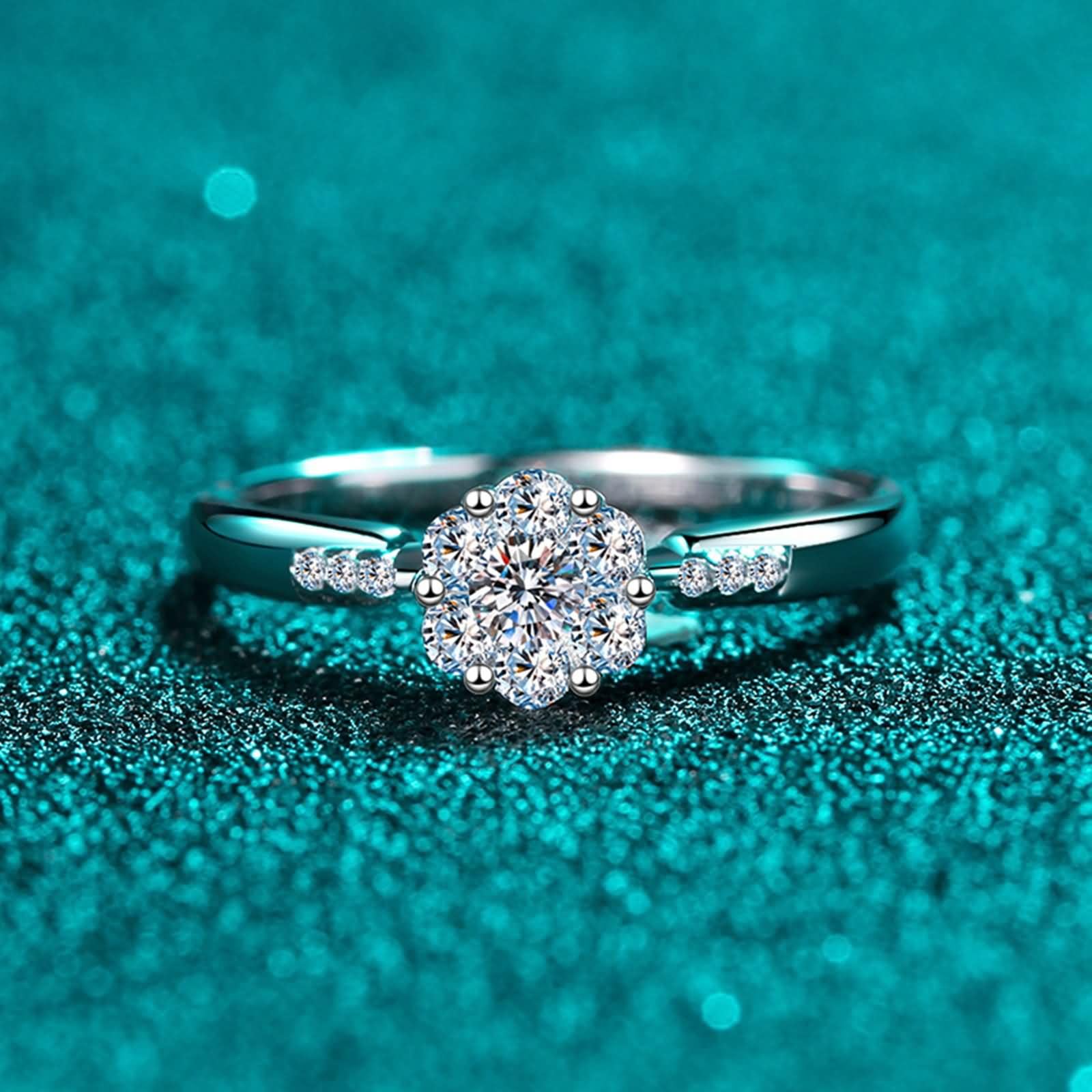 Obrączki ślubne 375/585/750 damskie białe złoto, okrągły diament syntetyczny 0,2 ct, pierścionek zaręczynowy damski srebrny
