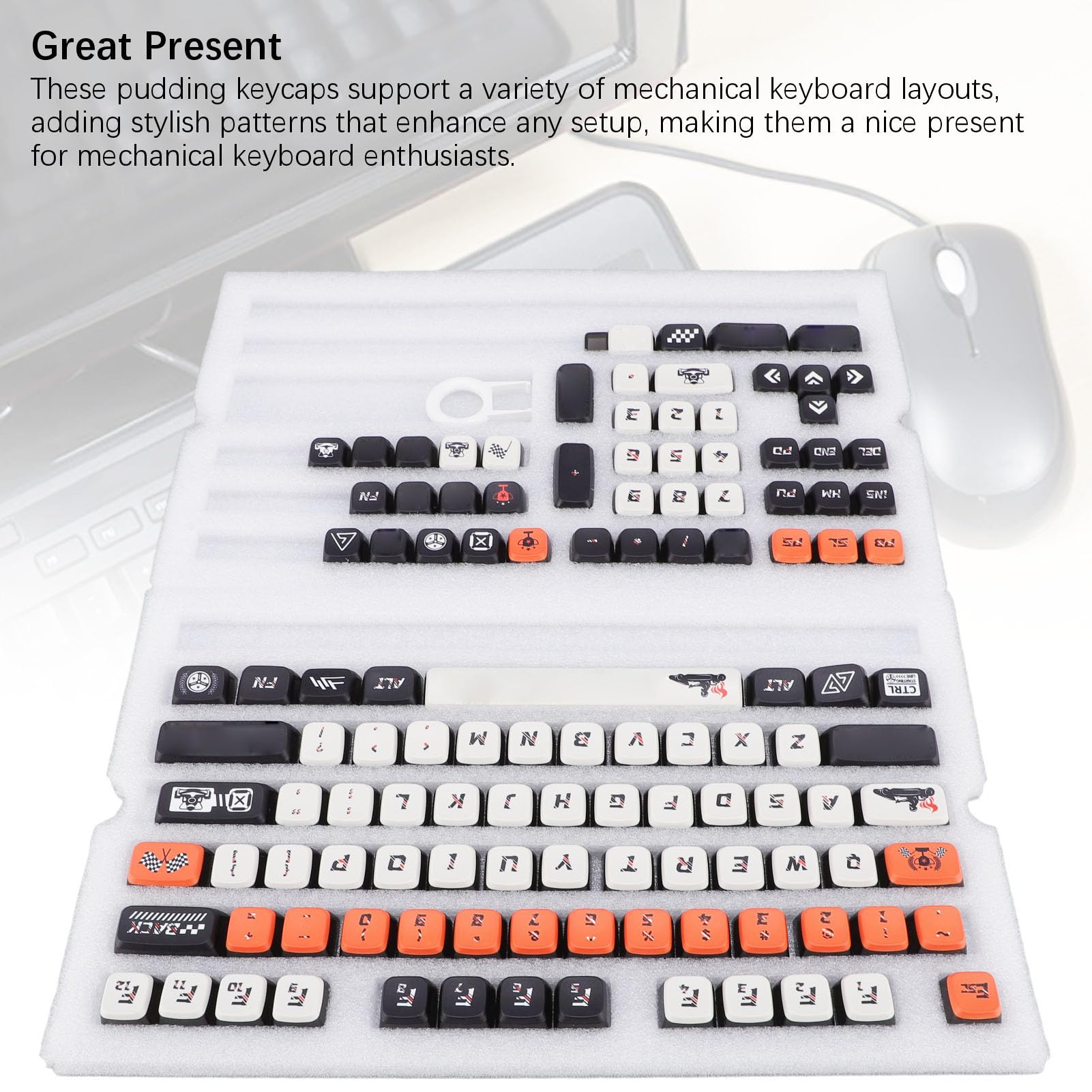 Zestaw 122 klawiszy Pudding Keycap Premium Sublimacja barwnika Materiał PBT Uniwersalne nasadki na klawisze o profilu MSA dla entuzjastów klawiatur mechanicznych Gracze