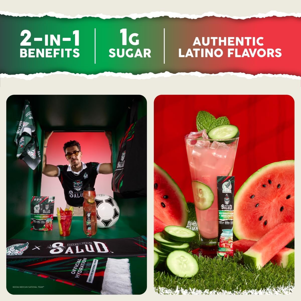 Salud x México 2-in-1 Hydration + Immunity Drink Mix, Cucumber Watermelon