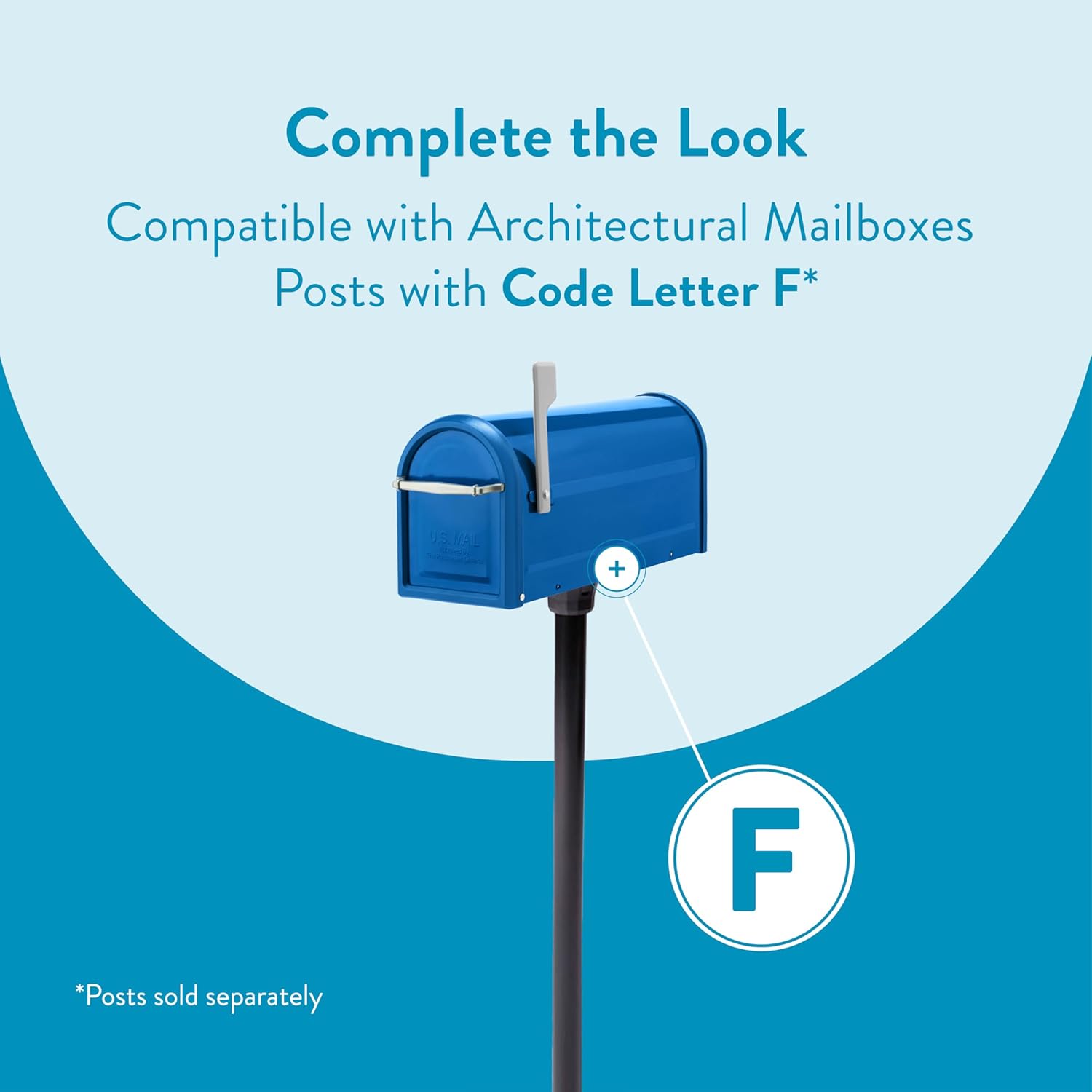 Architectural Mailboxes Chadwick™ Heavy Duty Steel Metal Post Mounted Mail Box for Outside, Blue, Medium USPS Approved Curbside Mailbox