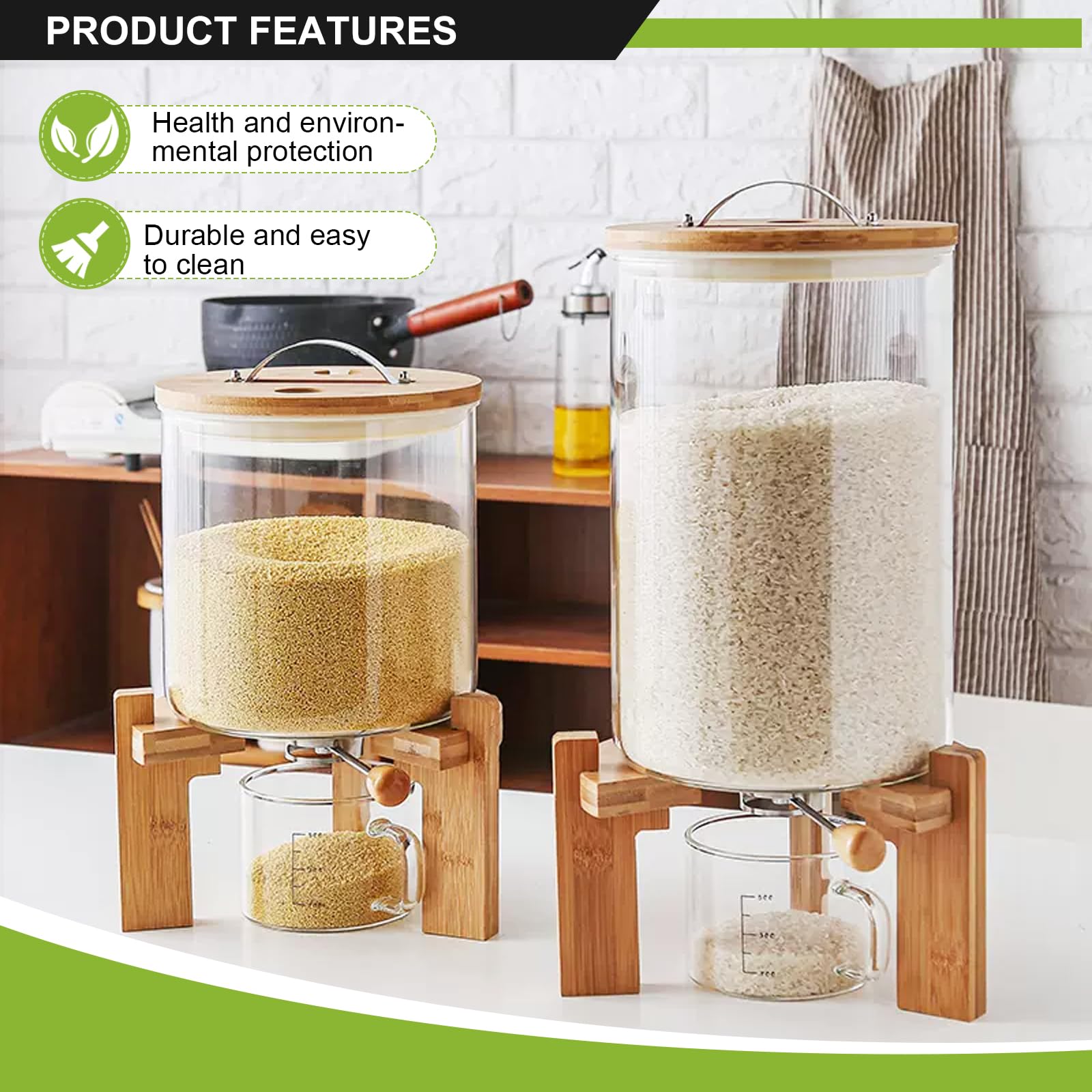 Dispensador de Arroz, Dispensador de Cereales y Legumbres (Size:5L)