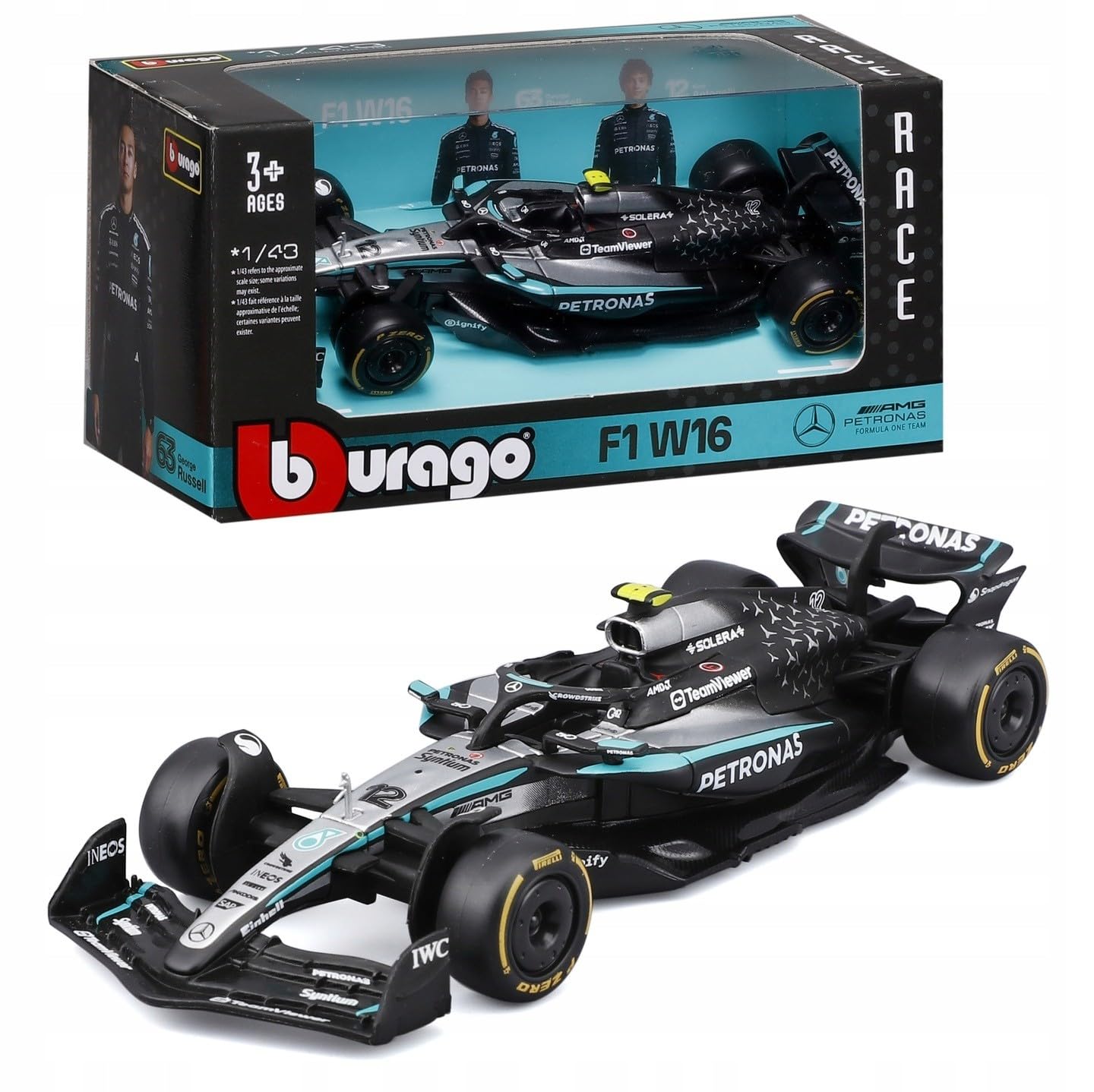 1:43 Bburago B18-38237A Kimi Antonelli Mercedes AMG F1 W16 #12 2025