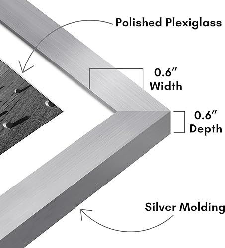 Vista 180 de Americanflat Portarretratos de 5 x 6 pulgadas con plexiglás pulido, juego de 5 portarretratos de 2 x 3 pulgadas con paspartú o para fotos de 5 x 6
