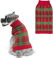 Vista 10 de PUPTECK - Suéteres para perros grandes, medianos y pequeños - Estilo clásico a cuadros de otoño, abrigo de invierno para cachorros, ropa cálida