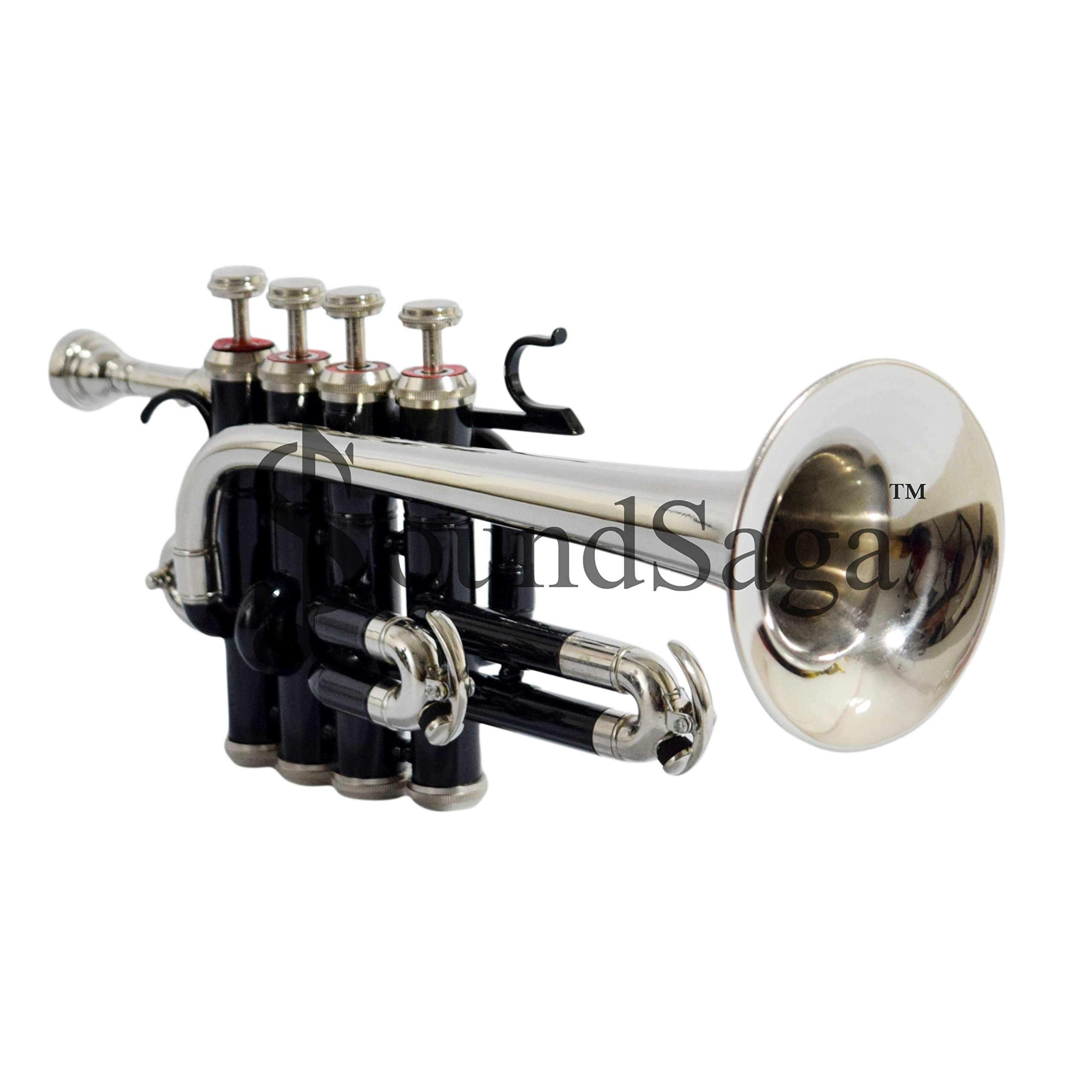 Piccolo Bb Pitch Trumpet Including Mouthpiece and Carry Case (Black Silver)