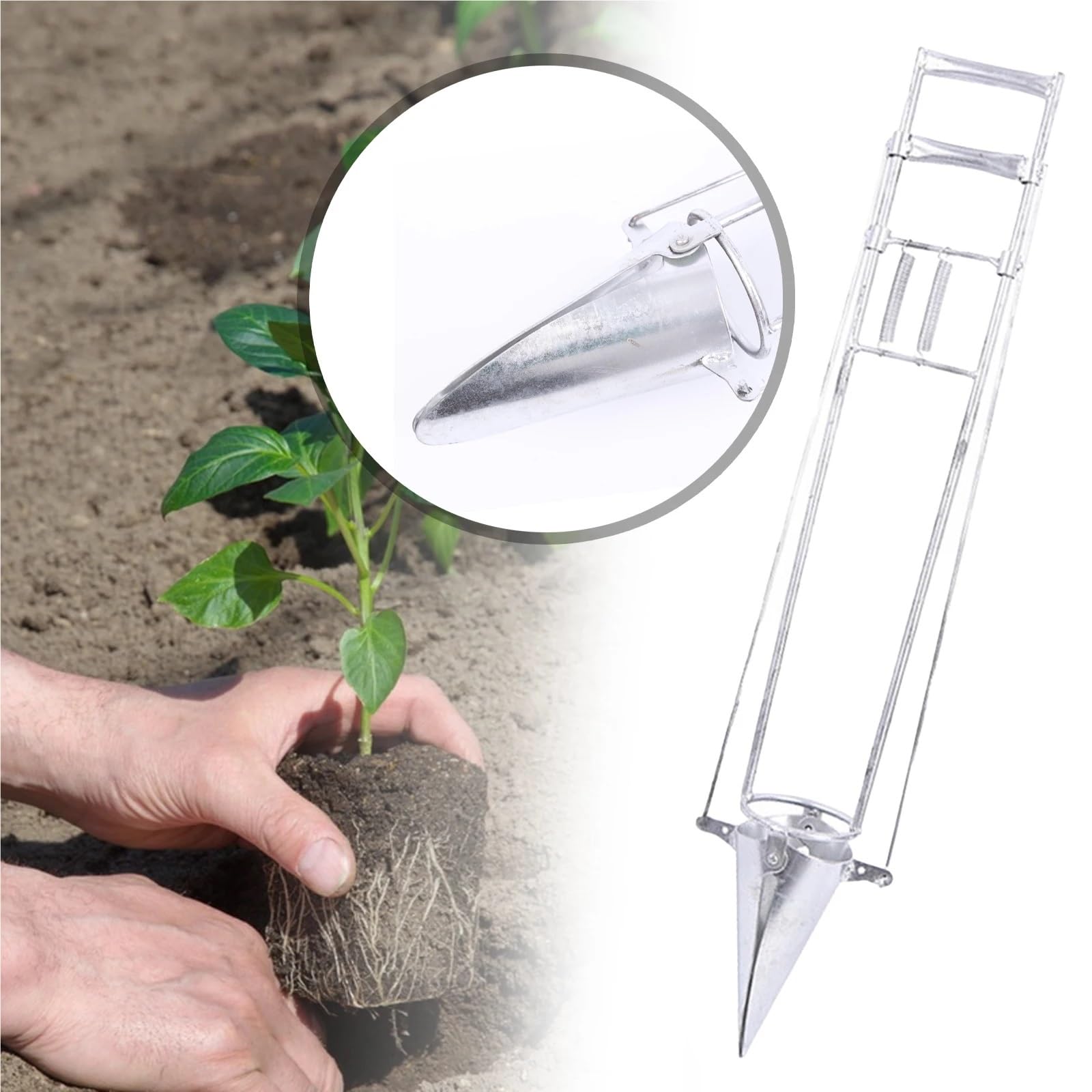 Seed dispenser Trapiantatrice per piantine Attrezzo da giardino per carichi pesanti Attrezzo per bulbo a manico lungo Trapiantatrice manuale per piante Strumenti Agricoli