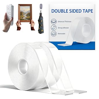 Heavy Duty Double Sided Tape 2 Pack 0.08" Thick Nano Tape 210FT=20FT