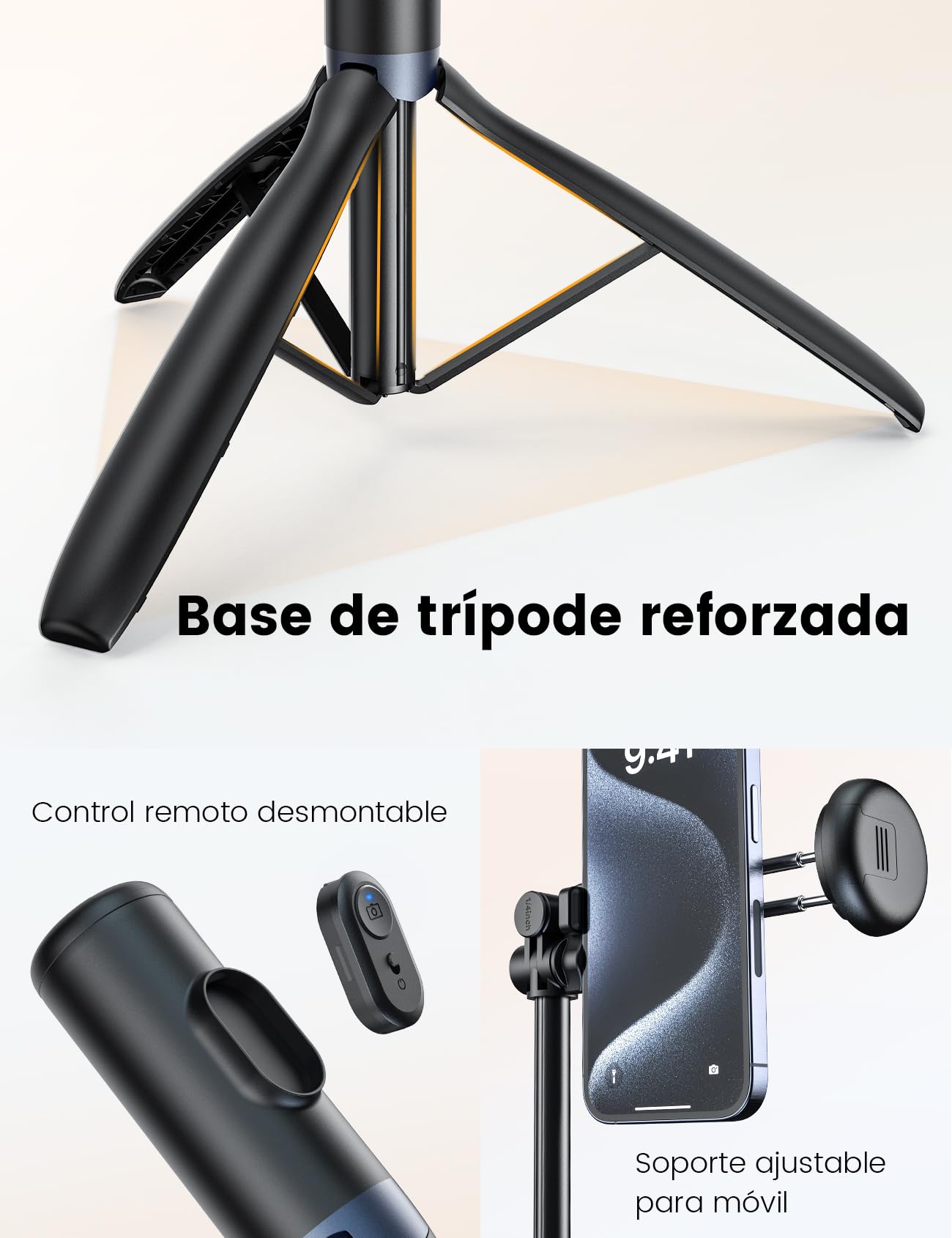 ANXRE Tripode para Movil con Luz, NT99 172cm Palo Selfie Trípodes De Mesa Y Viaje, Soporte Movil Tripode con Control Remoto Compatible con Telemovel/Gopro/Cámara