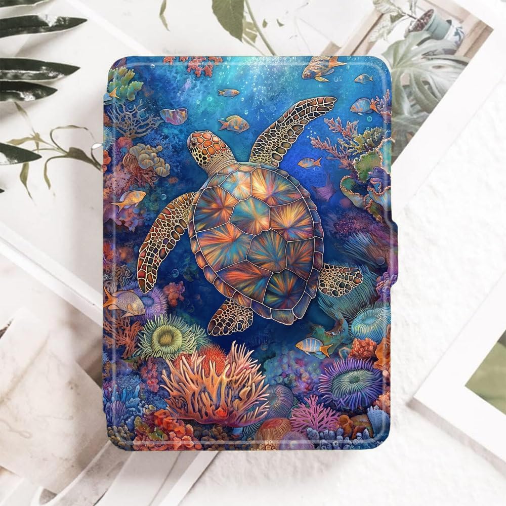 Case for Kindle Oasis Waterproof Cover with Auto Sleep Wake Only Fits 7 Inch Kindle Oasis(10Th 2019 Release & 9Th 2017 Release)-Sea World Turtle