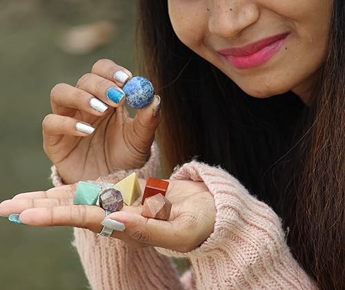 Miniatura 3 de Jet 7 Chakra Geometría Set Sólidos Platónicos Curación Cristal Terapia Folleto Sagrado Divino Energizado Cargado Positivo Paz