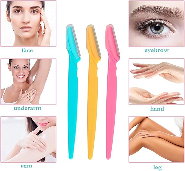 DDSHUN Eyebrow Razors Eyebrow Razors Shaper Trimmer Shaver Facial Hair Remover Exfoliating Dermaplaning Tool with Precision Cover Cosmetic Exfoliating Makeup for Women and Men - 24PCS - 3