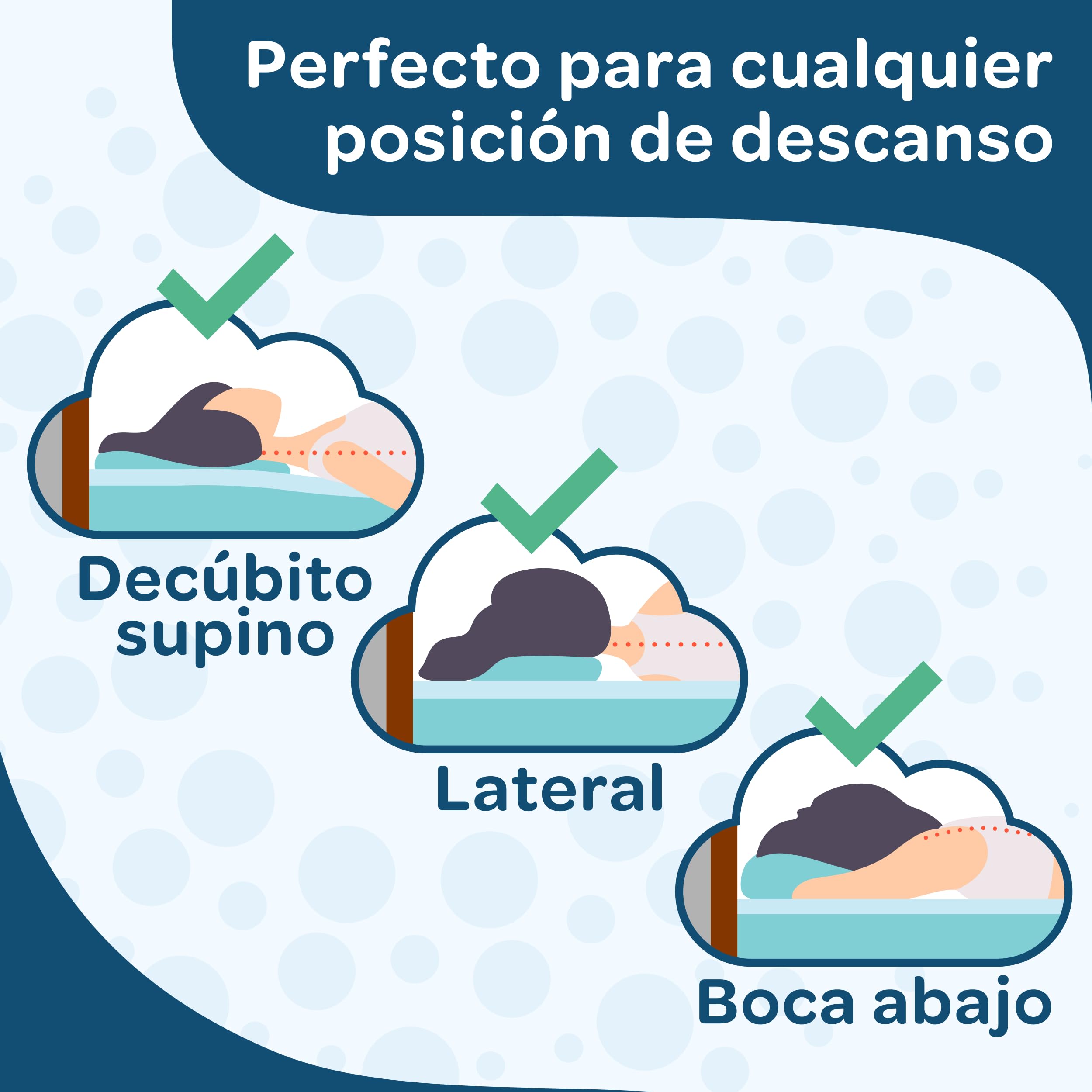 DOLCI SOGNI Almohada Viscoelastica - Almohada Memory Foam 72x42x12/13 cm y Transpirable - con Tecnología Oxígeno y Protección Antibacteriana - 100% Fabricada en Italia