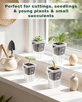 10 Pack Small Self Watering Pots for Indoor Plants, 2 Inch Clear Mini Self Watering with Labels,Water Level Indicator,Mini Self Watering Pot for African Violet,Semi-Hydro,Seeding