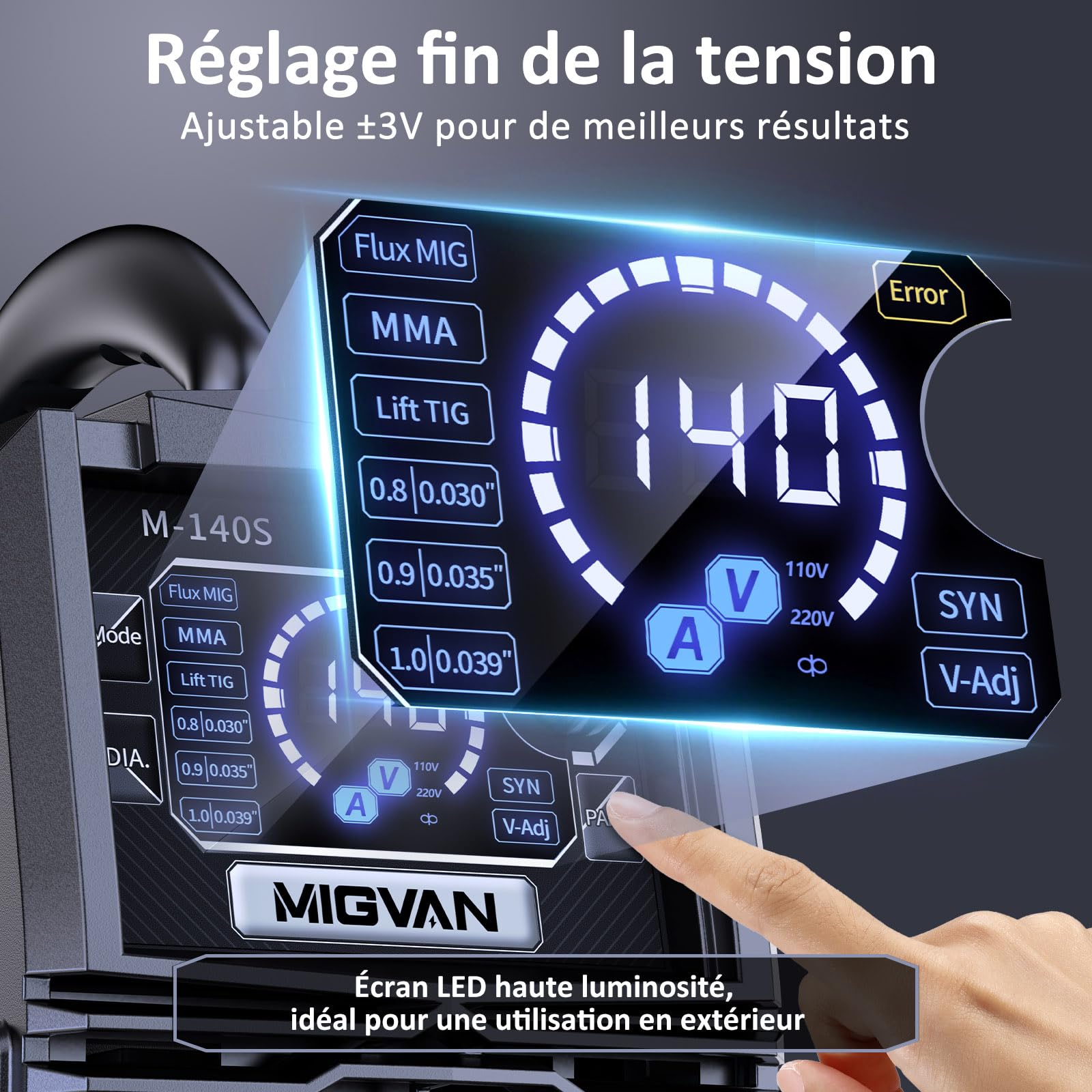 140A poste a souder fil fourré, 3-en-1 Flux MIG/MMA/LIFT-TIG