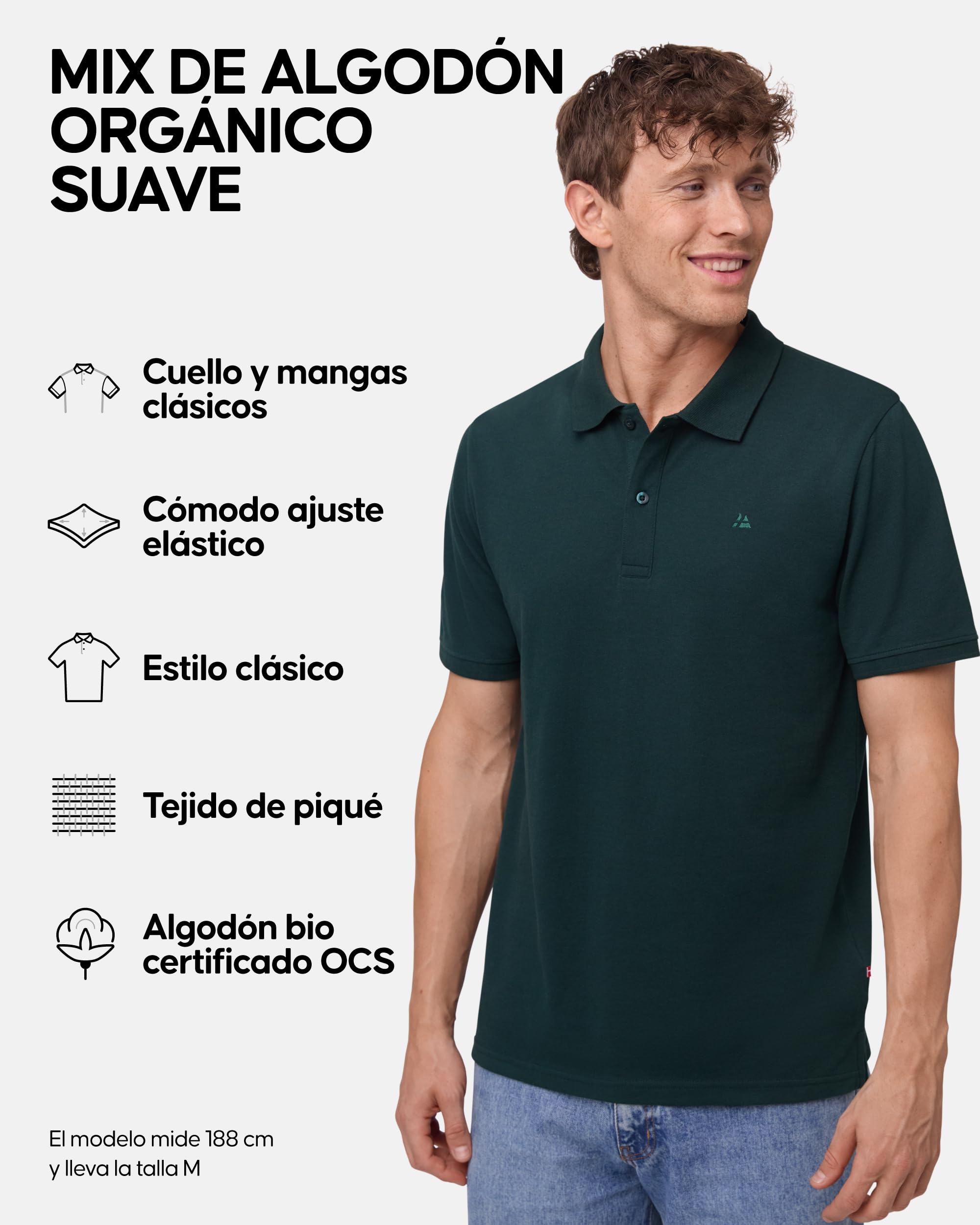 DANISH ENDURANCE Polo Hombre Manga Corta Algodón Orgánico Camiseta Vestir Suave 2 Pack