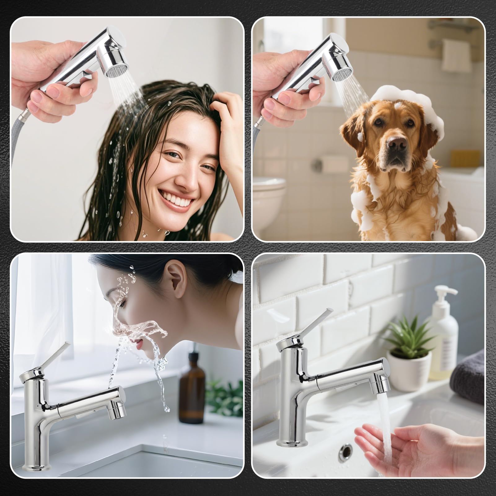 Pull Out Kitchen Sink Mixer Tap with Sprayer, 30-60cm Flexible Hose - Image 2