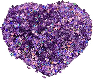 Queenbox 10g Shiny Star Table Confetti, Five-Pointed Star Metallic Foil Glitter Sequins for Wedding Festival Party Decoration, Purple