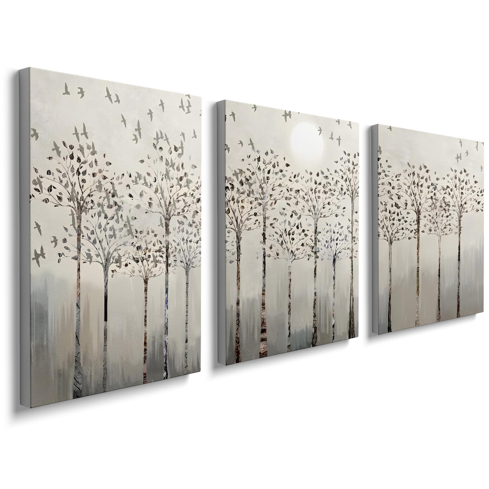 prinfantasy Tree of Life Wooden Framed Canvas - Wall Art Beige Abstract Landscape Painting on Canvas Prints Morden Wall Artwork Pictures for Living Room Bedroom Home Office Decoration 30x40cm 1006