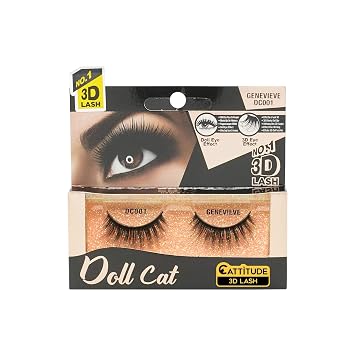 EBIN NEW YORK Cattitude 3D Lash Doll Cat Genevieve 3D Lash Look Long Voluminous Wispy Hair Lightweight Comfortable Wear Reusable