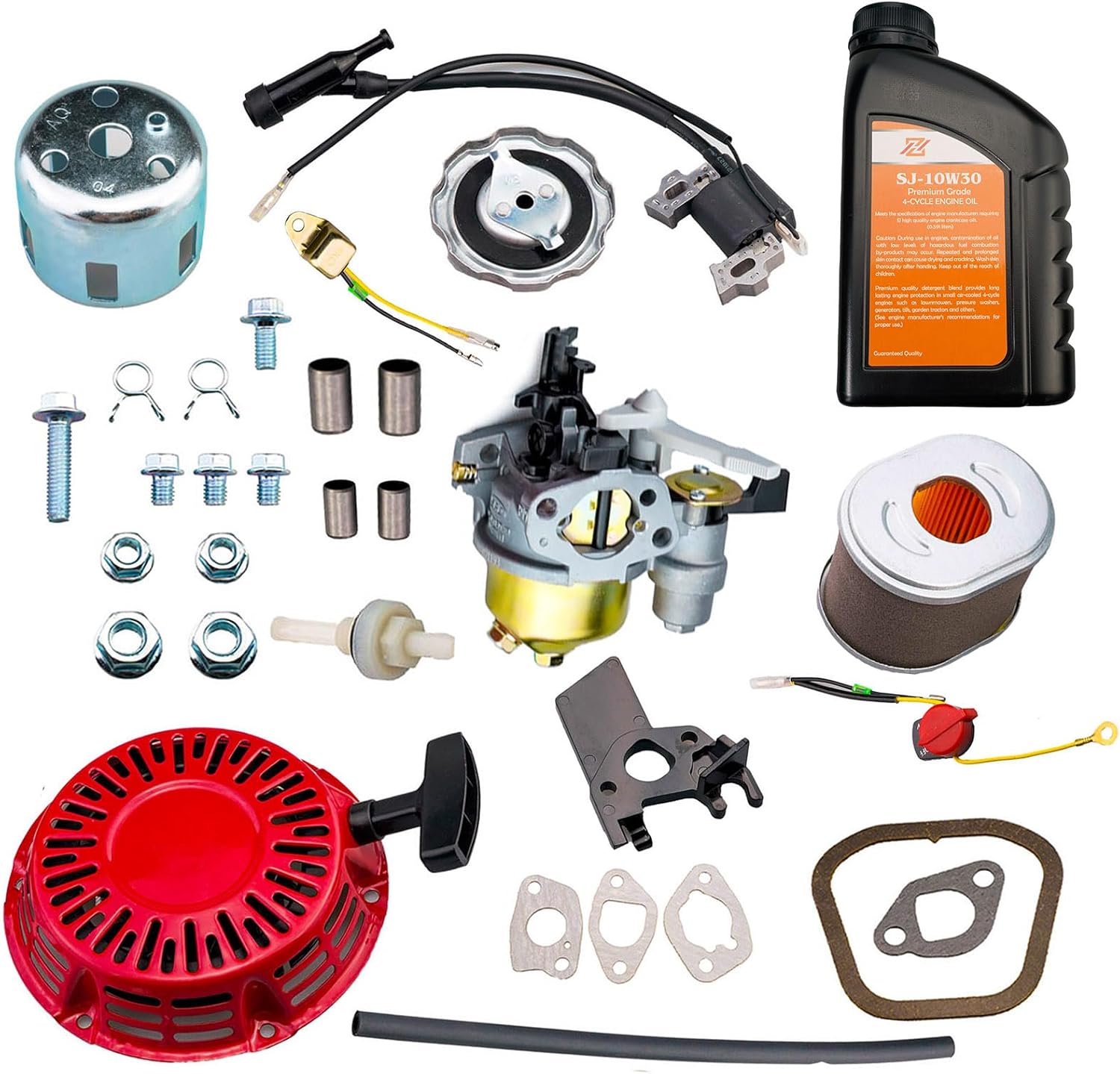 HZ Adjustable Carburetor Recoil Starter Assembly Tune Up Kit Compatible with Honda GX160 GX200 GX120 5.5Hp 6.5Hp 4Hp Engine