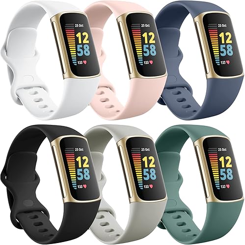 Ouwegaga Paquete de 6 correas compatibles con Fitbit Charge 6Fitbit Charge 5, para mujeres y hombres, correa de repuesto deportiva duradera de TPU disponible en Yaxa Peru