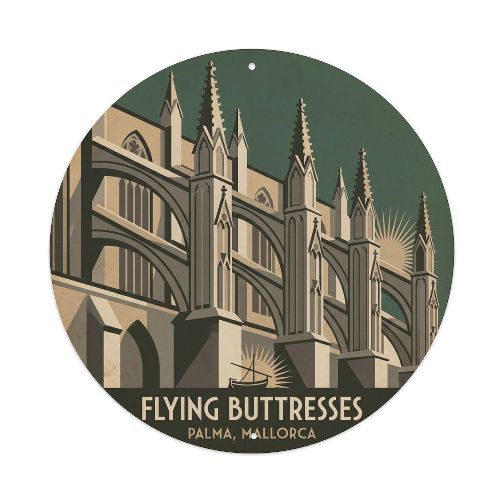 Olhnbad Style Palma Cathedral Buttresses Mallorca Heritage Metal Tin Sign