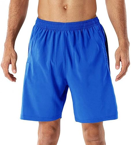Miniatura 3 de Dreamyth Pantalones cortos deportivos para hombre, de secado rápido, con bolsillos con cremallera, cintura elástica