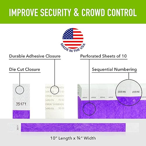 Miniatura 2 de WristCo Pulseras Tyvek con diseño de zombies, de 34 pulgadas., Púrpura