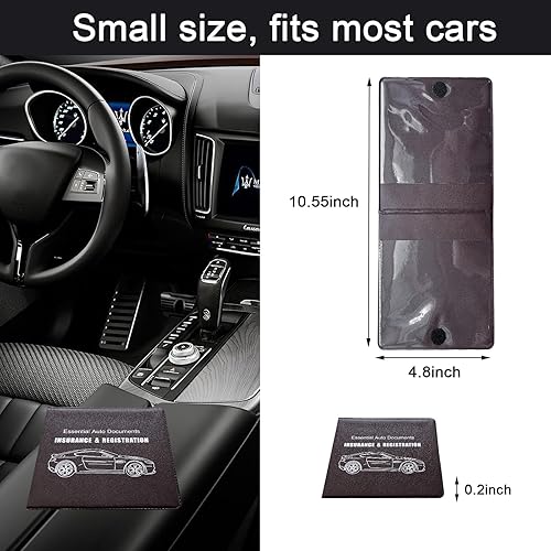 Miniatura 8 de Kewucn Soporte para registro y seguro de automóvil, paquete de 2 organizadores de documentos esenciales de alta calidad con cierre de velcro fuerte,