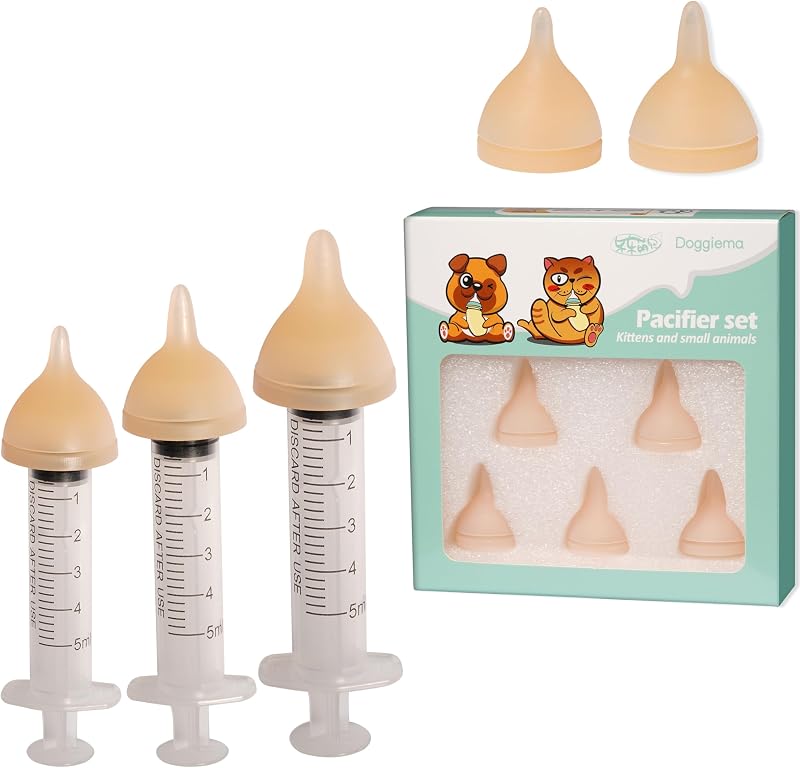 Bico de Silicone para Amamentação de Gatinhos Recém-Nascidos Doggiema com Seringas