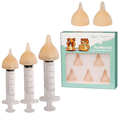 Silicone Feeding Nipple and Syringes for Newborn Kittens, Puppies, Rabbits,