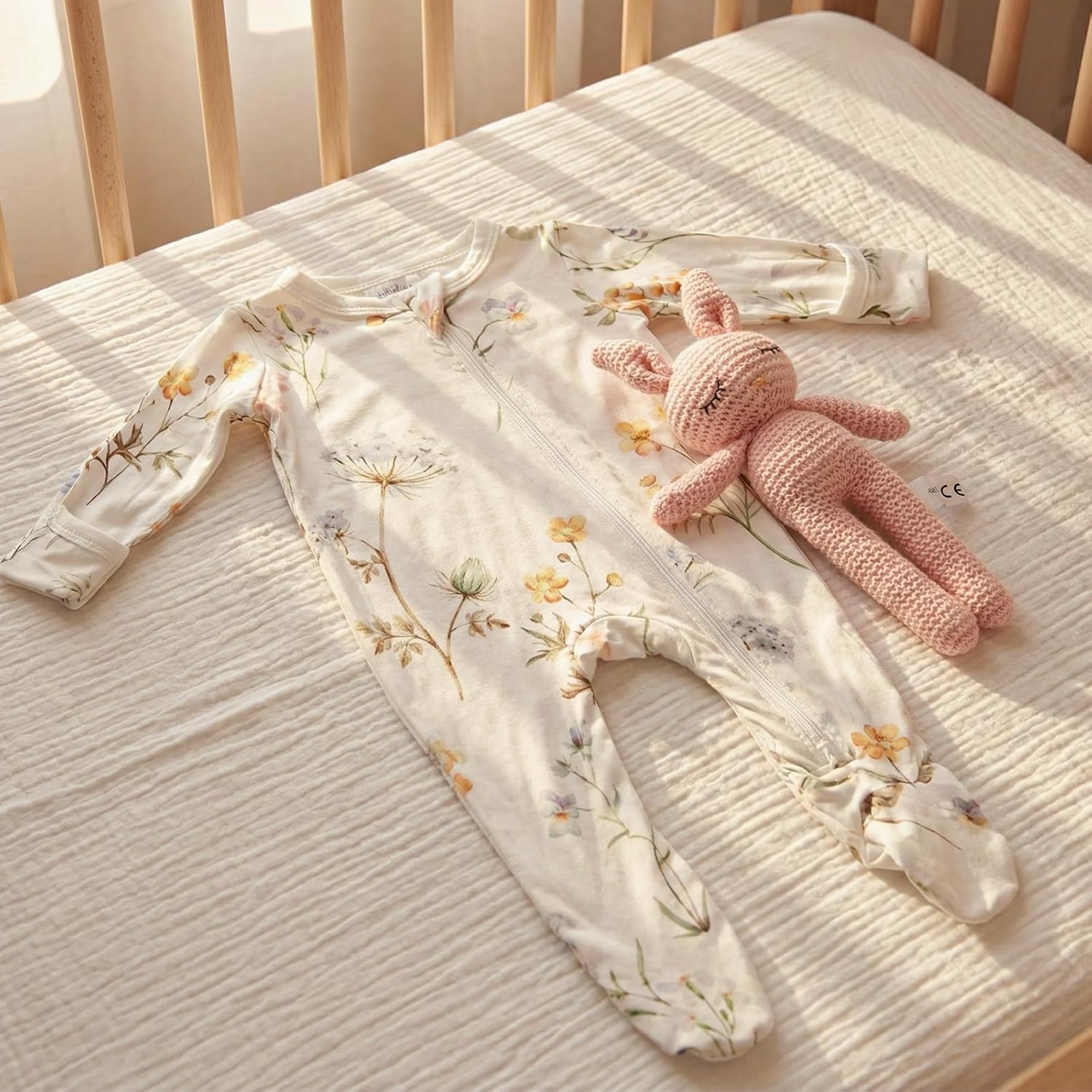 Baby Boys'& Girls'Soft Zipper Footed One-Piece Romper and Hat Sleeper Set, Newborn Zip-Up Coverall