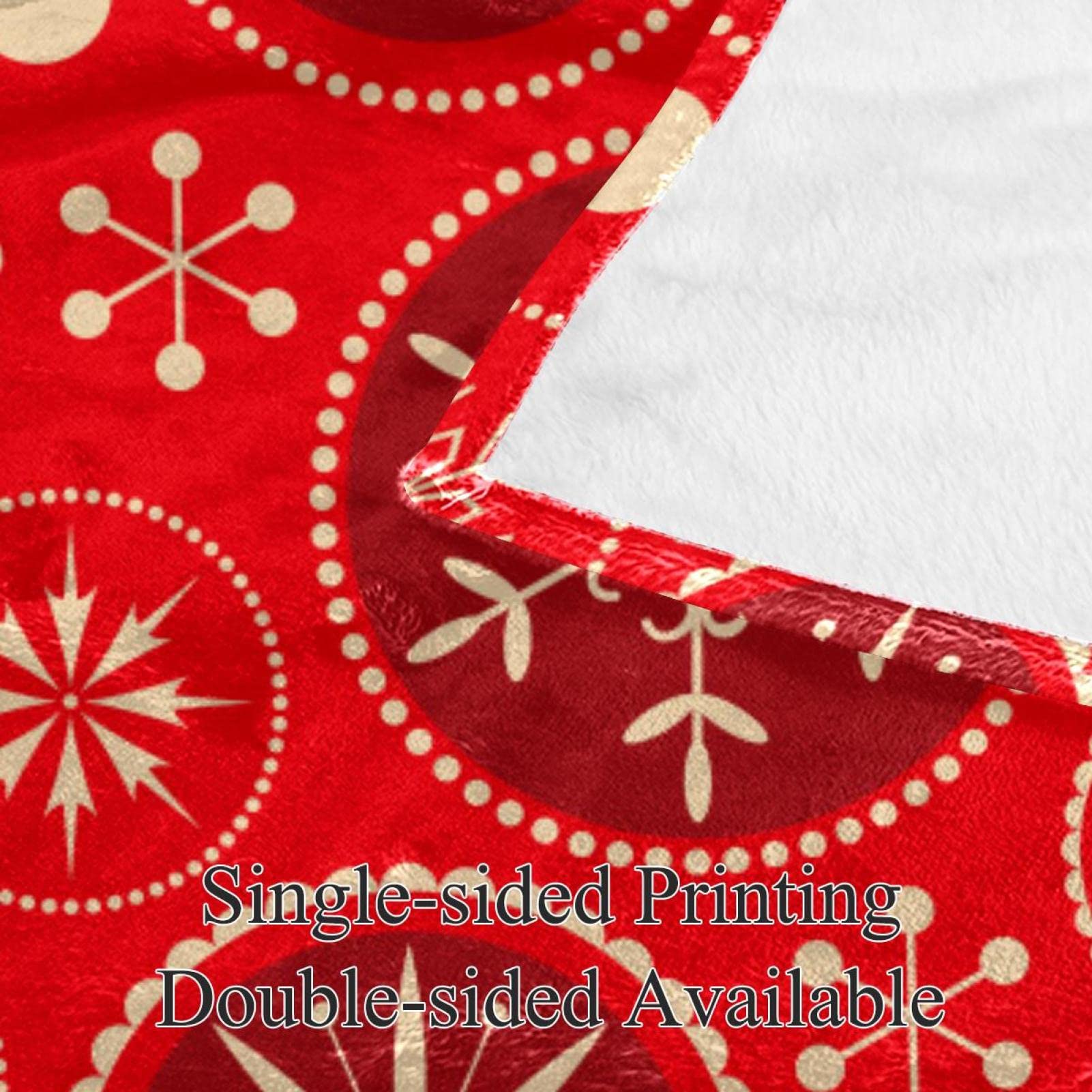 Coperta rossa in pile per divano, divano o letto, con motivo natalizio