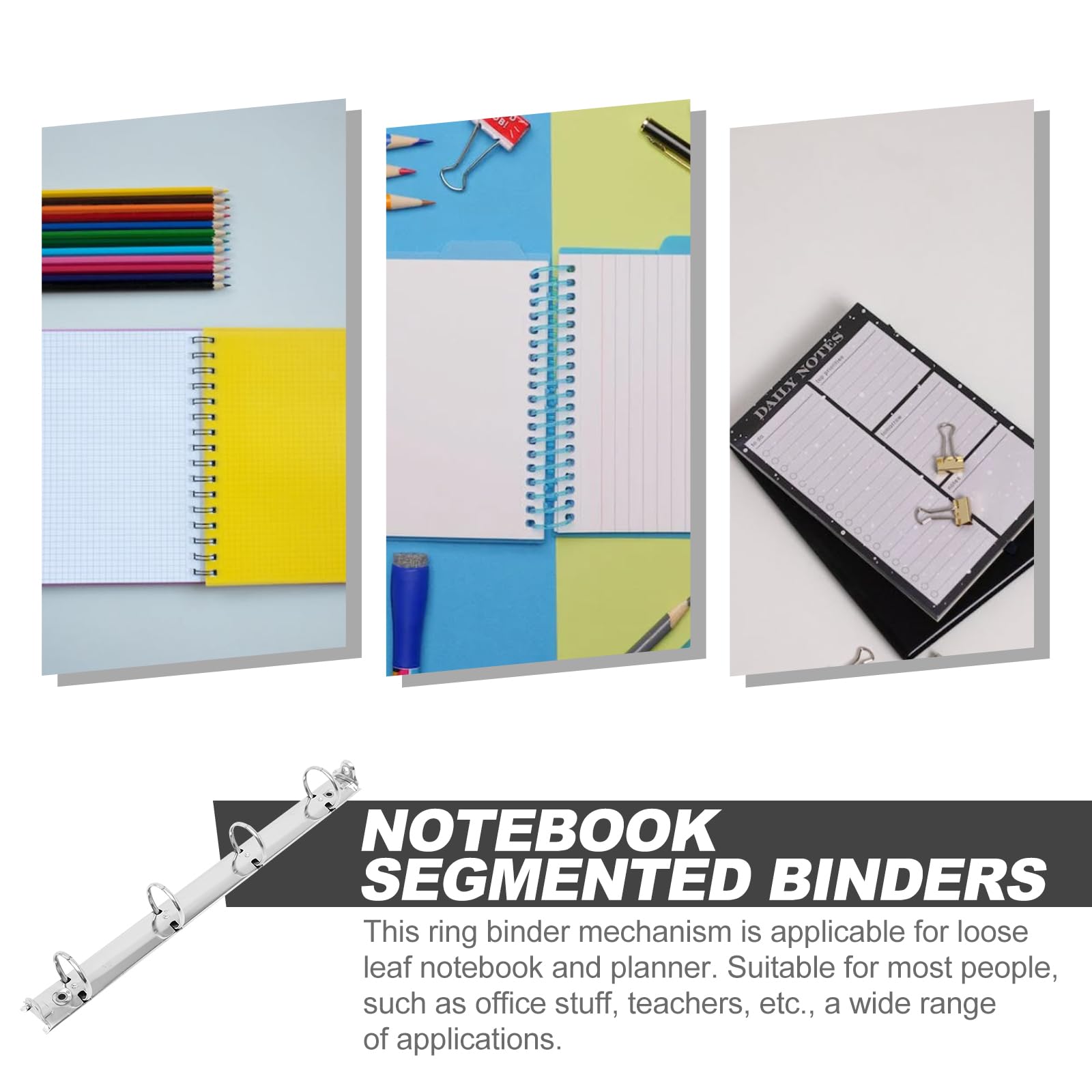 3pièces Organisateur De Classeur Métallique Mécanisme De Reliure À Anneaux pour Cahiers Clips Métalliques pour Documents Et Planificateurs