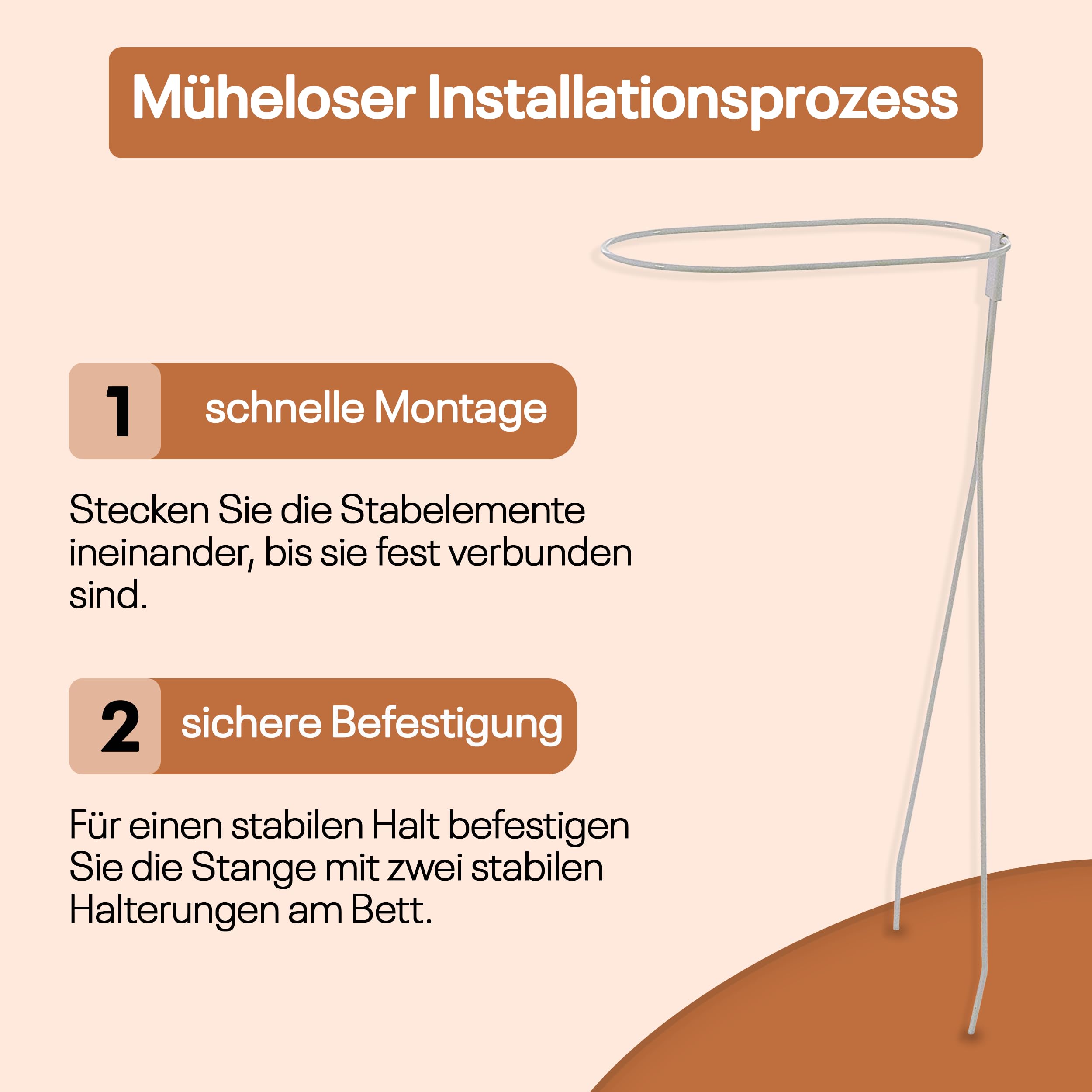 betthimmel stange | Himmelstange babybett | Himmelstange für Wiege | betthimmel stange | Himmelstange Gerade | himmelstange puppenwiege | himmelstange babybett mit fuß einfach montierbar