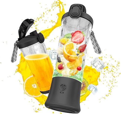 Licuadora portátil, licuadora personal para batidos y batidos, mini licuadora de batidos de 20 onzas para llevar, vaso mezclador recargable por USB